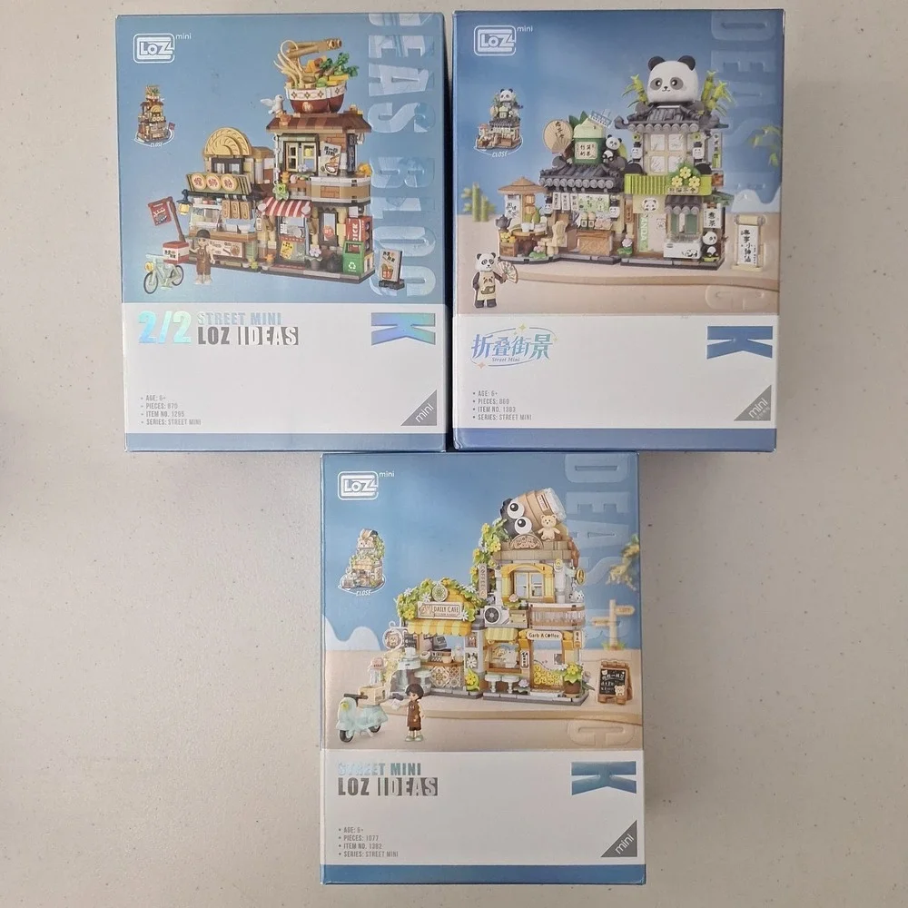 LOZ Ideas Street Mini Building Blocks Sets 1382 1383 & 1295 Panda Sushi Bee